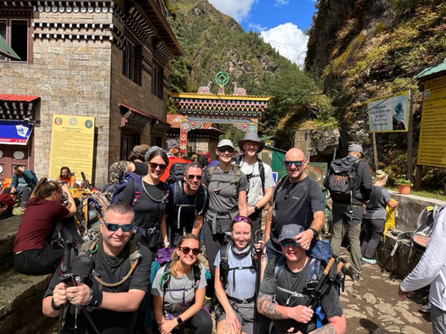 Group at Monjo Sagarmatha National Park entrance