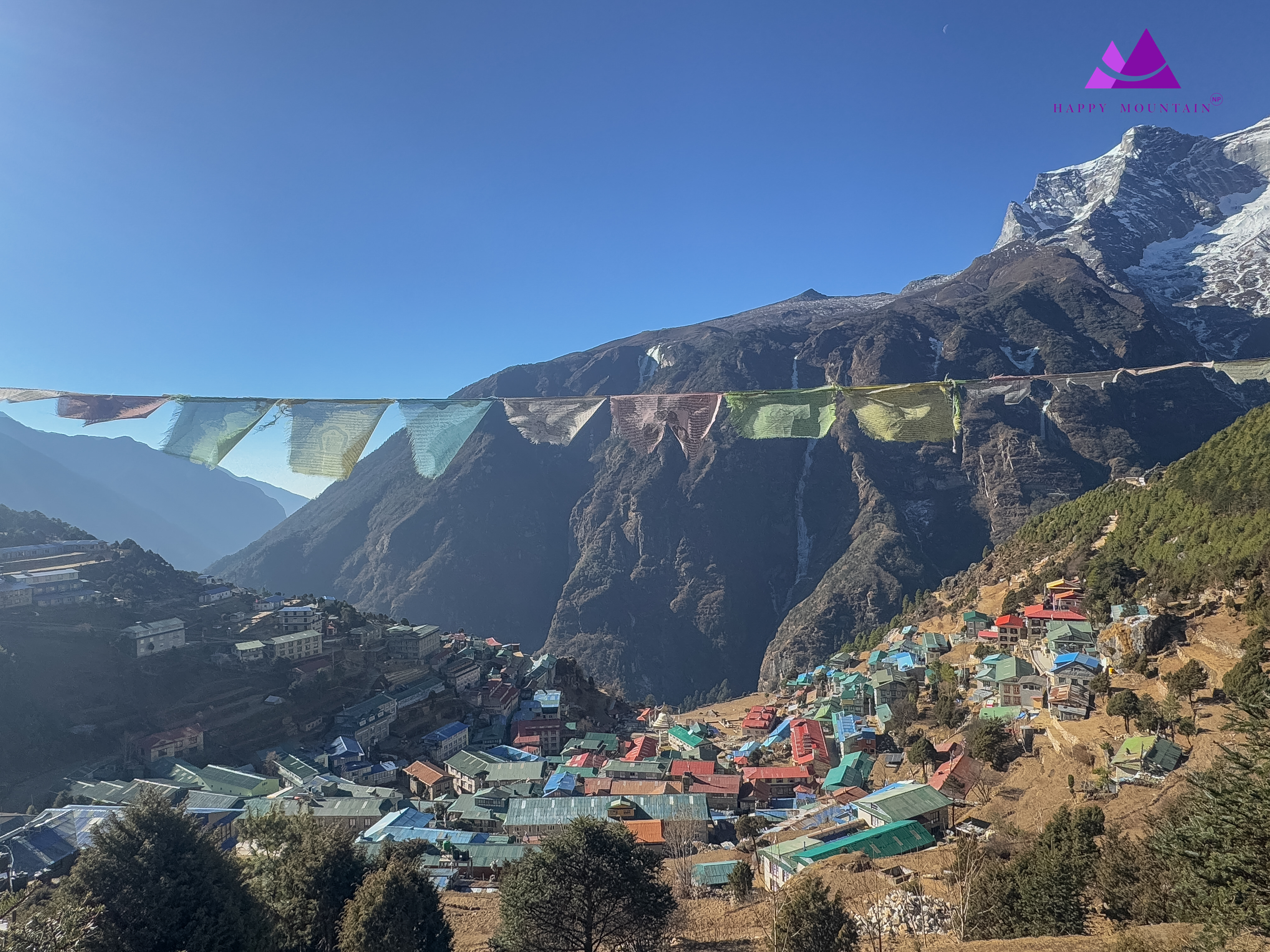 Namche Bazar Seen from the top of Namche near Syangboche Airport