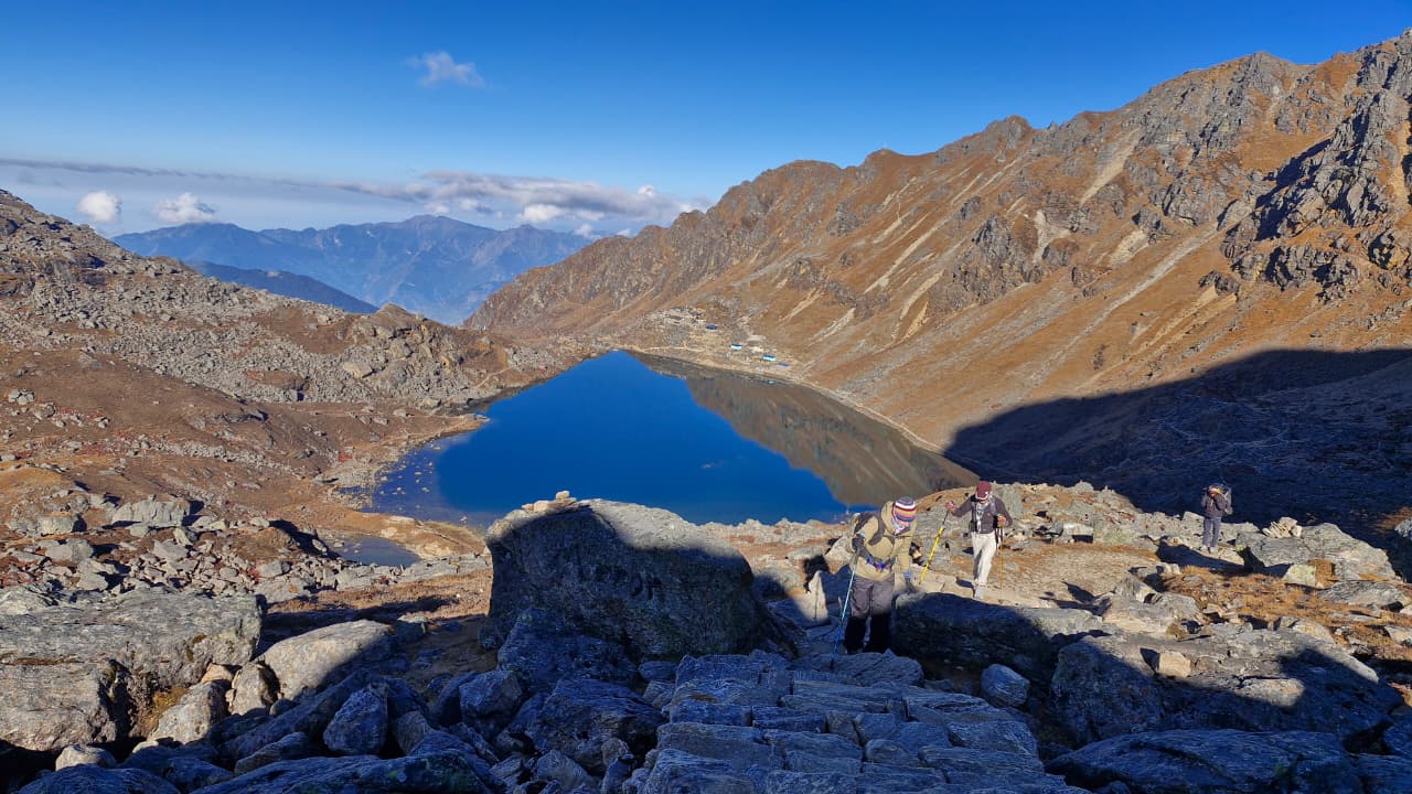 Gosaikunda Lake seen from near Lauribina-La pass 4610m